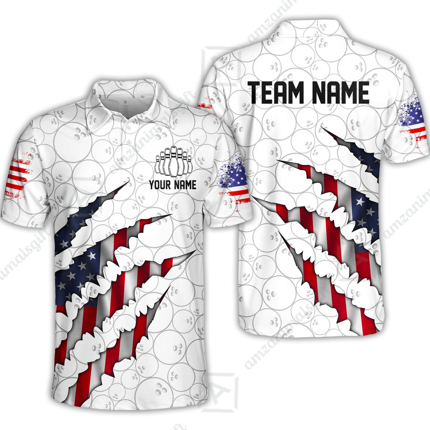 Personalized Bowling Quarter-Zip Jersey Shirt, Bowling American Flag Scratches Shirt For Patriotic Team Men Women Bowlers
