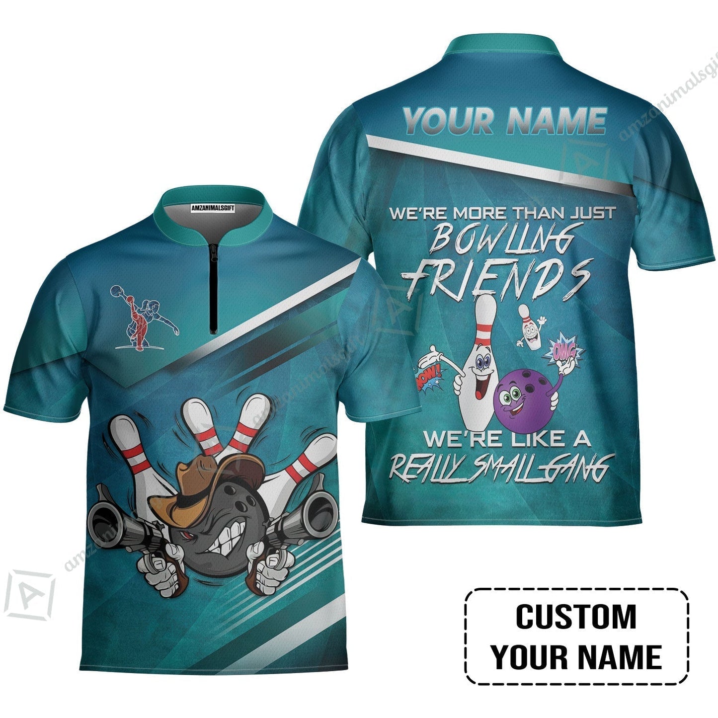 Customized Bowling Hoodie - We're More Than Just Bowling Friends We're Like A Really Small Gang Bowling Hoodie