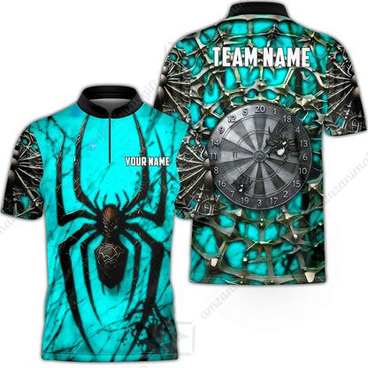 Custom Darts Jersey Polo Shirt, Gothic Widow Spiderweb, Custom Dart Jersey Team Shirt For Players With Name & Team Name