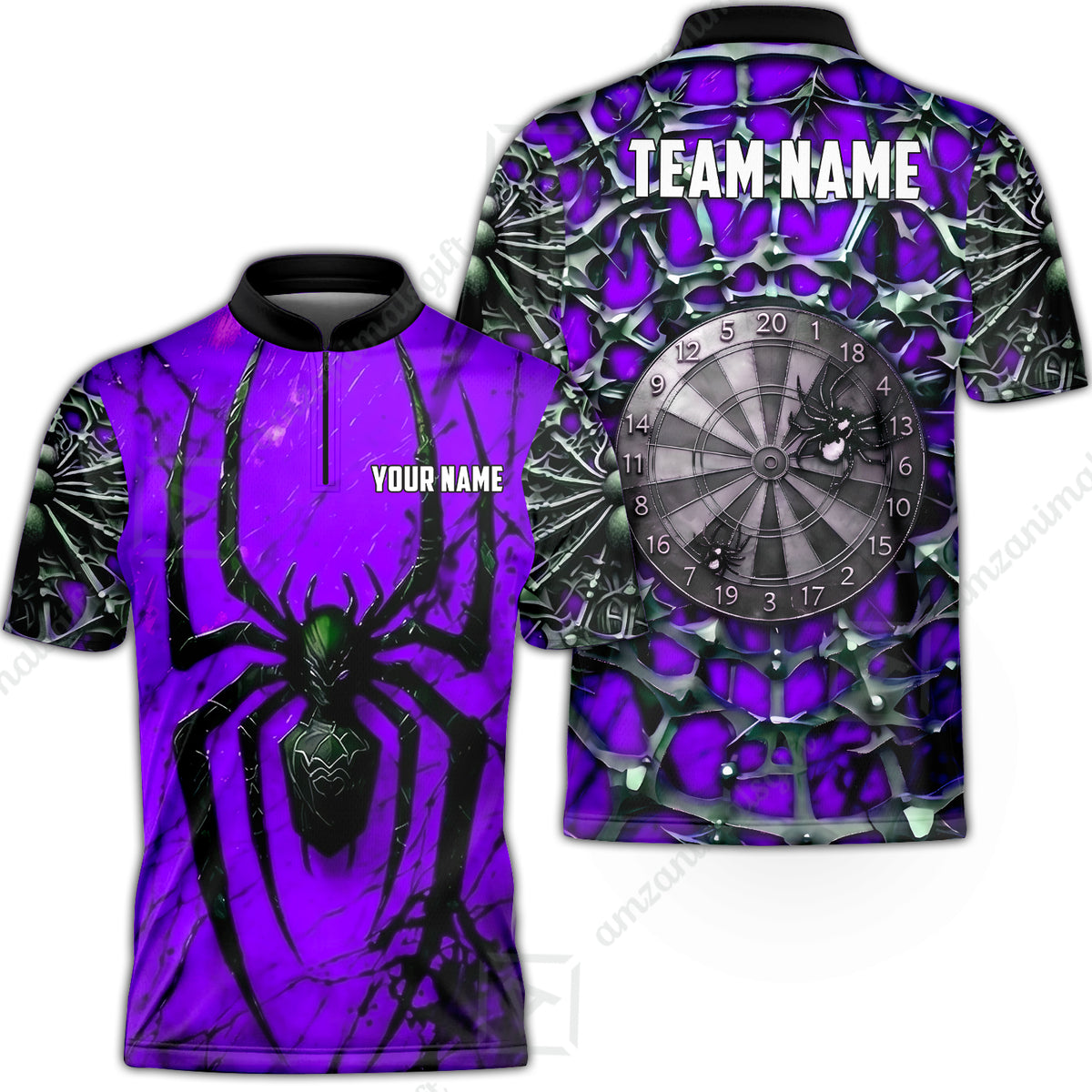 Custom Darts Jersey Polo Shirt, Gothic Widow Spiderweb, Custom Dart Jersey Team Shirt For Players With Name & Team Name