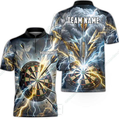 Custom Darts Team Jersey, Personalized Lightning Darts Polo Shirt For Players With Name & Team Name
