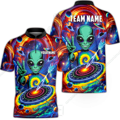 Custom Darts Team Jersey, Personalized Alien Vortex Strike Dart Polo Shirt For Players With Name & Team Name