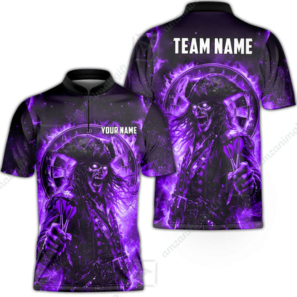 Custom Darts Jersey Polo Shirt, Ghost Pirate, Custom Dart Jersey Team Shirt For Players With Name & Team Name