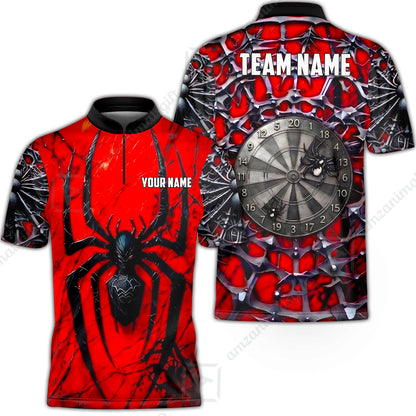 Custom Darts Jersey Polo Shirt, Gothic Widow Spiderweb, Custom Dart Jersey Team Shirt For Players With Name & Team Name