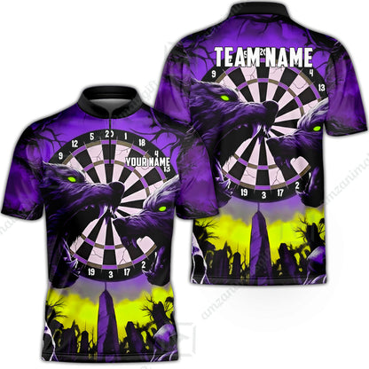 Custom Darts Team Jersey, Personalized Black Forest Wolves Dart Polo Shirt For Players With Name & Team Name