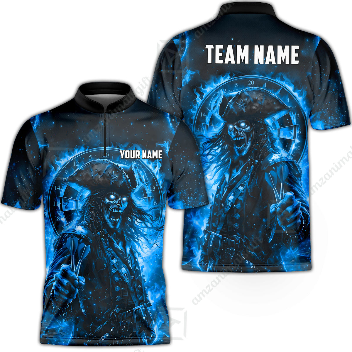 Custom Darts Jersey Polo Shirt, Ghost Pirate, Custom Dart Jersey Team Shirt For Players With Name & Team Name