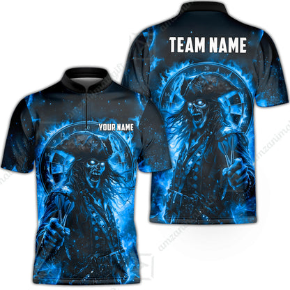 Custom Darts Jersey Polo Shirt, Ghost Pirate, Custom Dart Jersey Team Shirt For Players With Name & Team Name