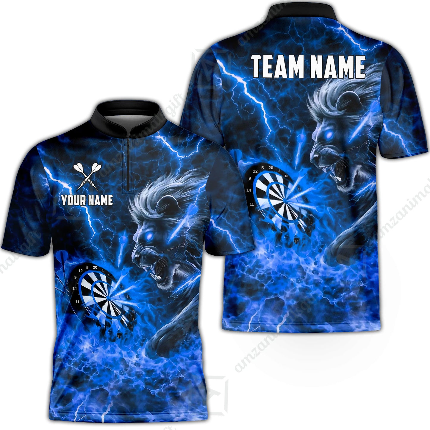 Custom Darts Team Jersey, Personalized Lightning Lion Jersey Shirt For Players With Name & Team Name