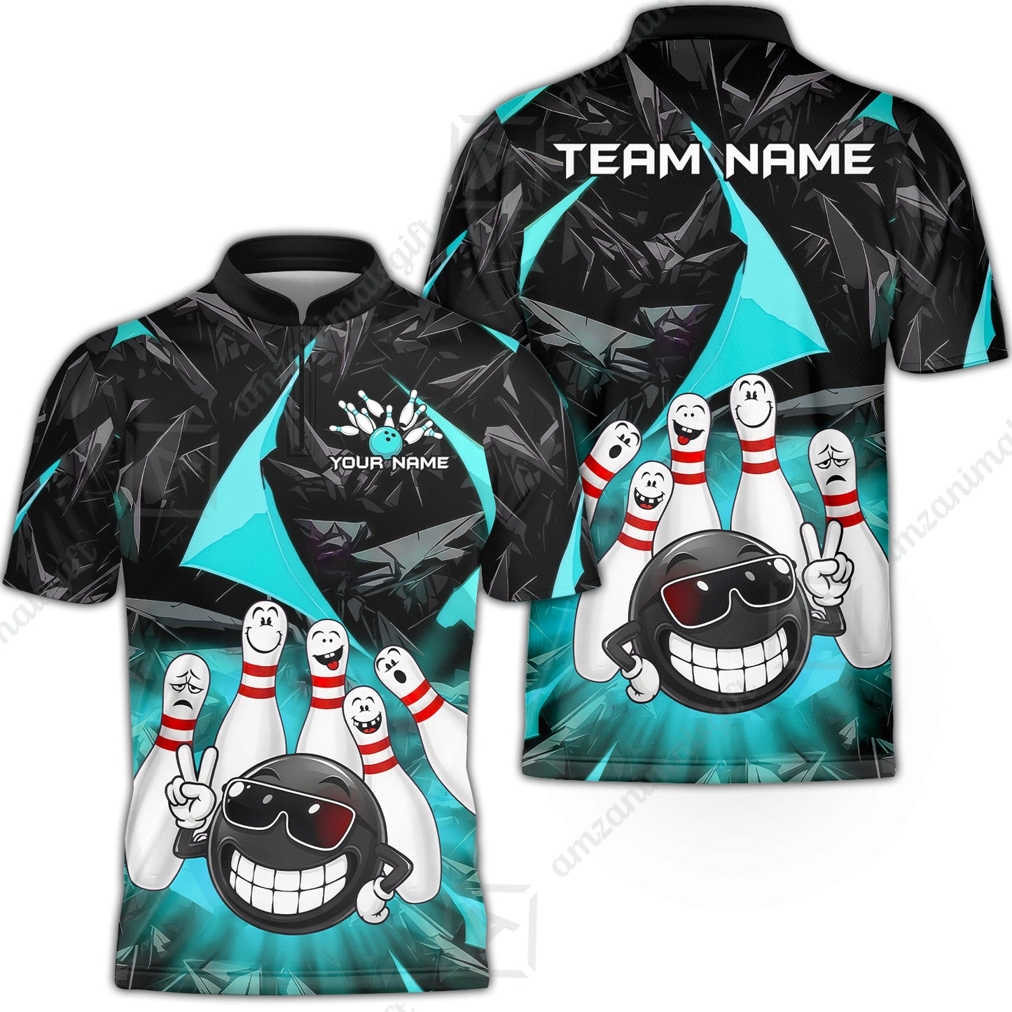 Bowling Jersey||Cyan