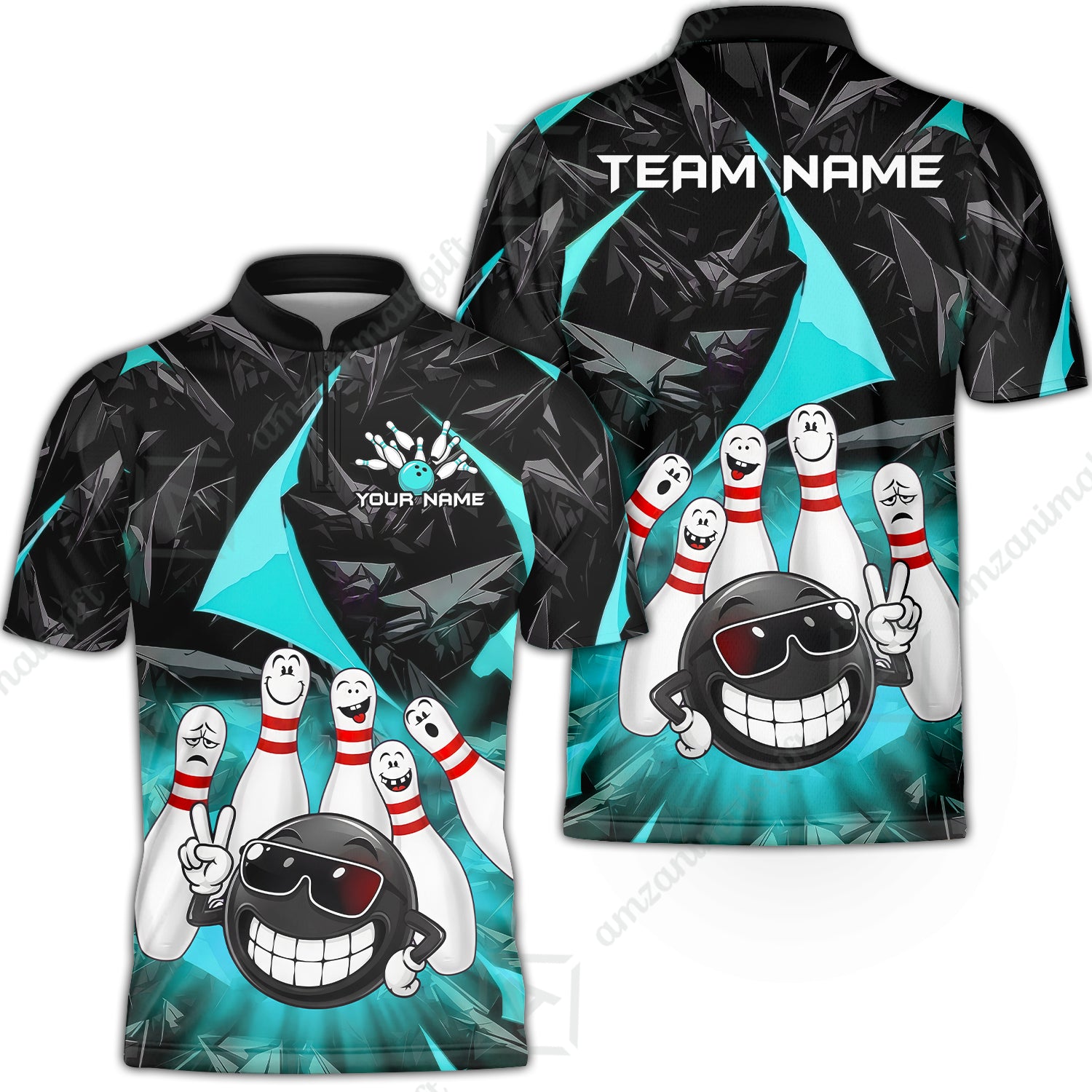 Bowling Jersey||Cyan