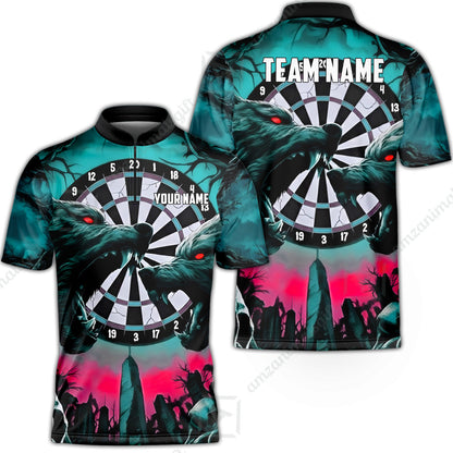 Custom Darts Team Jersey, Personalized Black Forest Wolves Dart Polo Shirt For Players With Name & Team Name