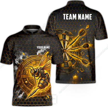 Custom Darts Team Jersey, Personalized Bee Strike Dart Polo Shirt For Players With Name & Team Name