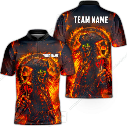 Custom Darts Jersey Polo Shirt, Ghost Pirate, Custom Dart Jersey Team Shirt For Players With Name & Team Name