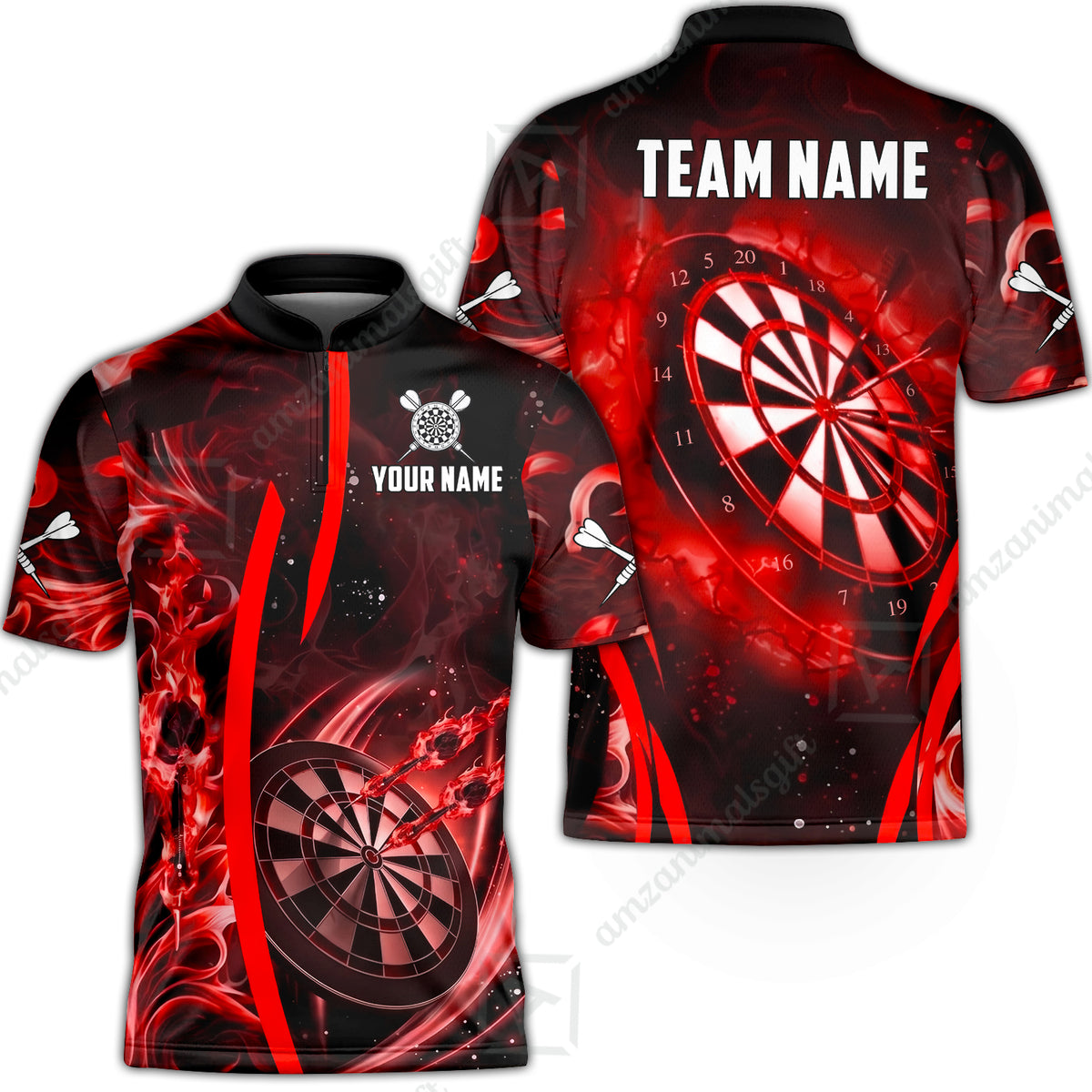 Custom Darts Jersey Polo Shirt, Vibrant Neon Darts, Custom Dart Jersey Team Shirt For Players With Name & Team Name