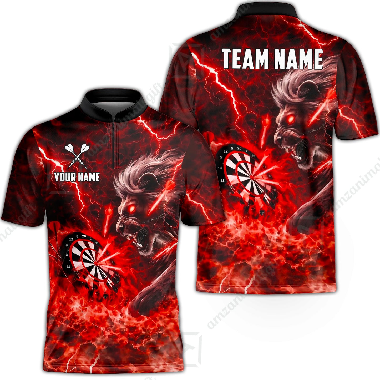 Custom Darts Team Jersey, Personalized Lightning Lion Jersey Shirt For Players With Name & Team Name