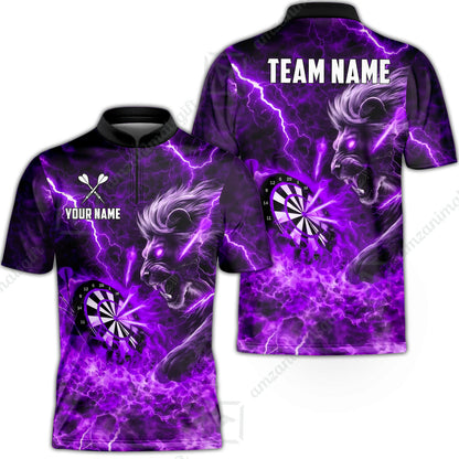 Custom Darts Team Jersey, Personalized Lightning Lion Jersey Shirt For Players With Name & Team Name