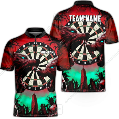 Custom Darts Team Jersey, Personalized Black Forest Wolves Dart Polo Shirt For Players With Name & Team Name