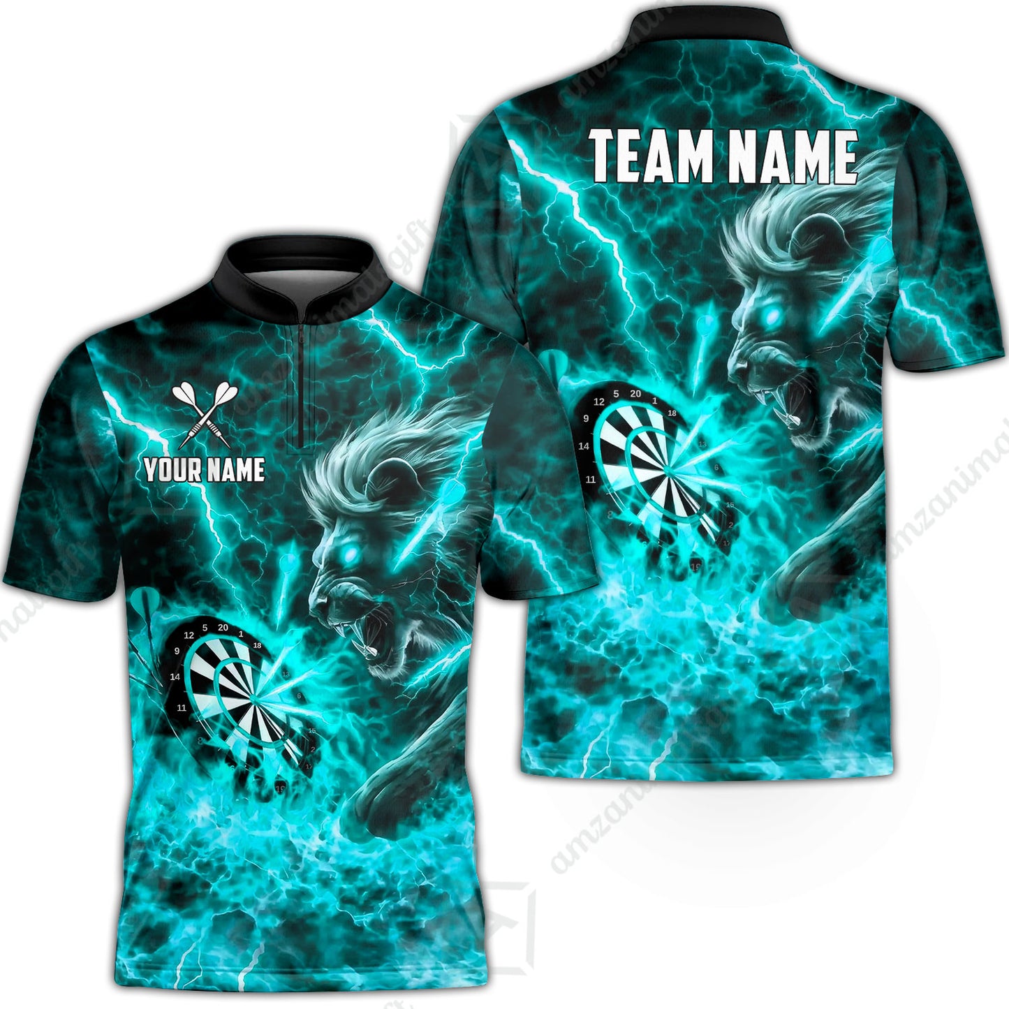 Custom Darts Team Jersey, Personalized Lightning Lion Jersey Shirt For Players With Name & Team Name