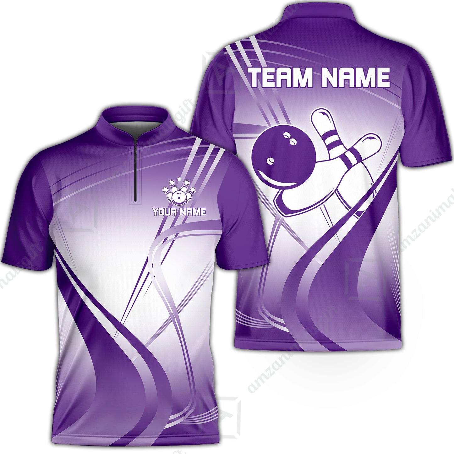 Customized Bowling Stand Collar Quarter-Zip Shirt, Custom Bowling Uniform, Multicolor Team Style Jersey for Bowlers