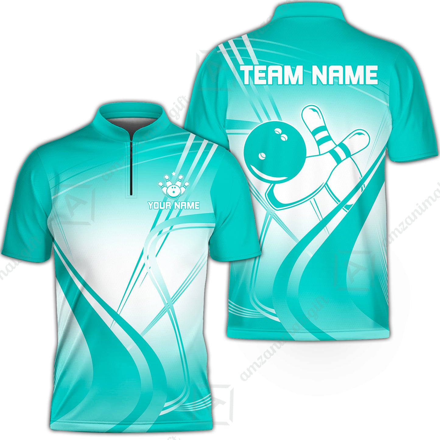 Customized Bowling Stand Collar Quarter-Zip Shirt, Custom Bowling Uniform, Multicolor Team Style Jersey for Bowlers