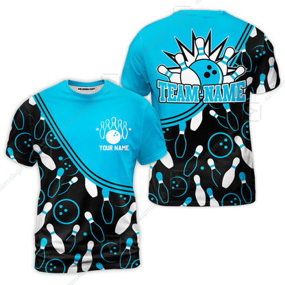 Customized Bowling T-Shirt, Bowling Multicolor Custom Team Bowling Uniform T-Shirt Jersey for Bowlers