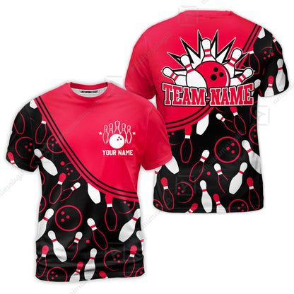 Customized Bowling T-Shirt, Bowling Multicolor Custom Team Bowling Uniform T-Shirt Jersey for Bowlers