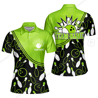Customized Bowling Women Polo Shirt, Bowling Multicolor Custom Team Bowling Uniform Women Polo Shirt Jersey for Bowlers