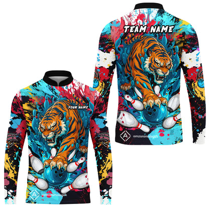 Custom Bowling Team Shirt Roaring Tiger Colorful,  Bowling uniforms, Bowling Shirt Personalized Name And Team Name