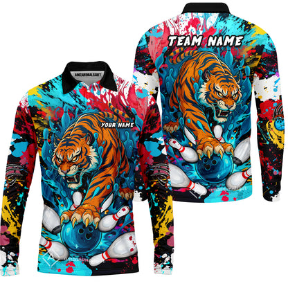 Custom Bowling Team Shirt Roaring Tiger Colorful,  Bowling uniforms, Bowling Shirt Personalized Name And Team Name