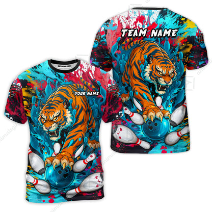 Custom Bowling Team Shirt Roaring Tiger Colorful,  Bowling uniforms, Bowling Shirt Personalized Name And Team Name