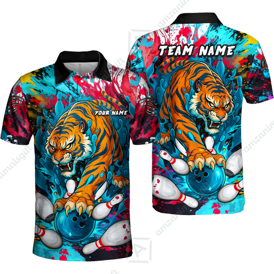 Custom Bowling Team Shirt Roaring Tiger Colorful,  Bowling uniforms, Bowling Shirt Personalized Name And Team Name