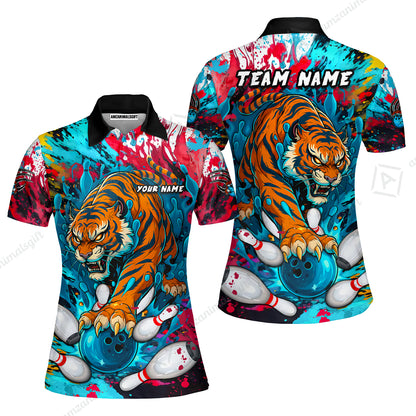 Custom Bowling Team Shirt Roaring Tiger Colorful,  Bowling uniforms, Bowling Shirt Personalized Name And Team Name