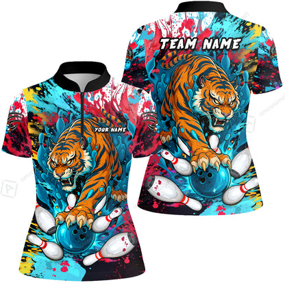 Custom Bowling Team Shirt Roaring Tiger Colorful,  Bowling uniforms, Bowling Shirt Personalized Name And Team Name
