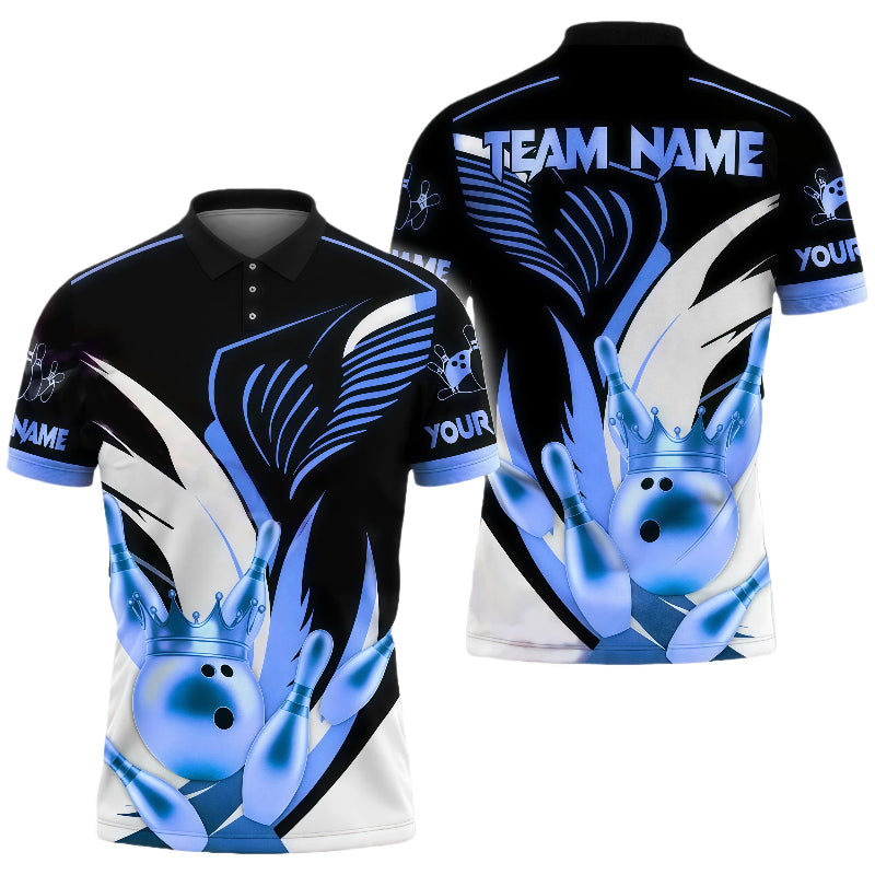 Bowling Ball With Crown High Contrast Unisex Polo Blue