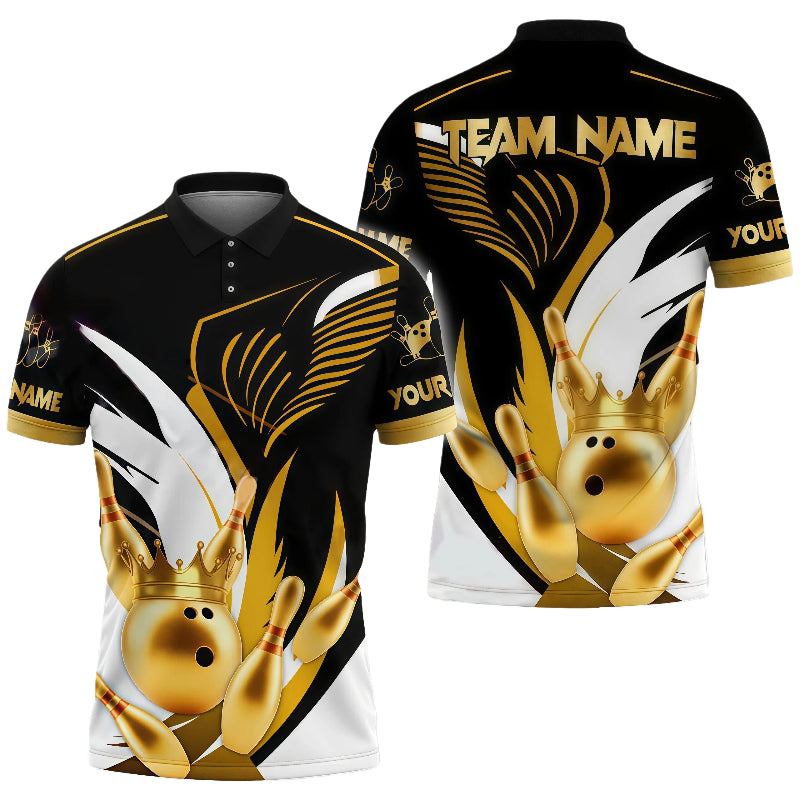 Bowling Ball With Crown High Contrast Unisex Polo Gold