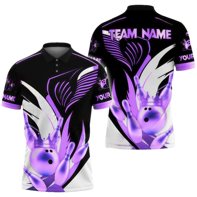 Bowling Ball With Crown High Contrast Unisex Polo Purple