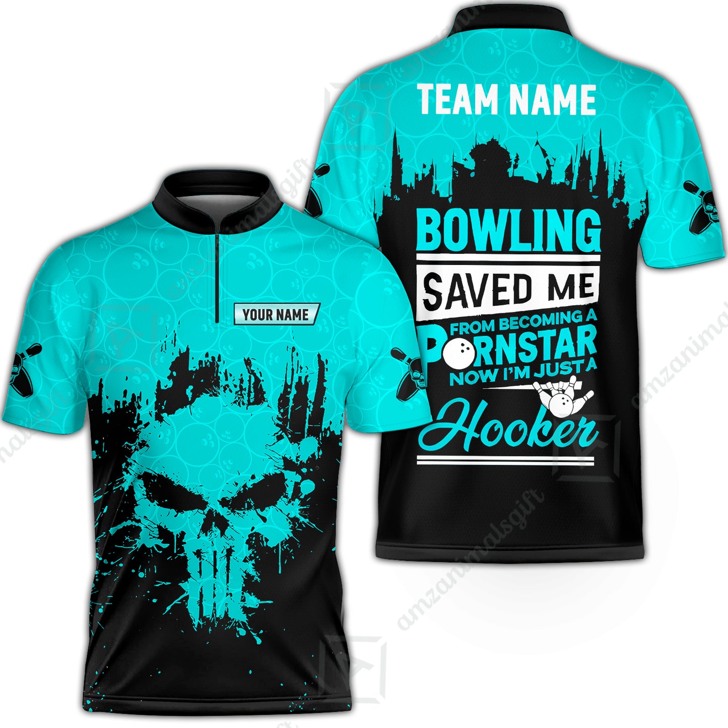 Bowling Jersey||Cyan