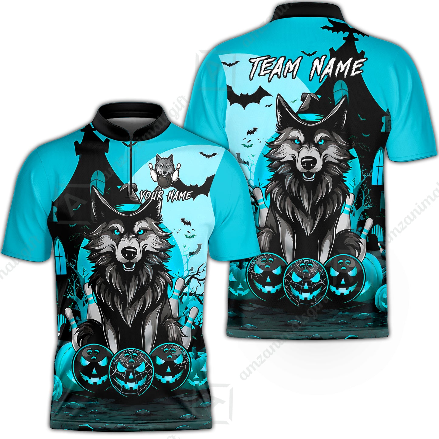 Bowling Jersey||Cyan