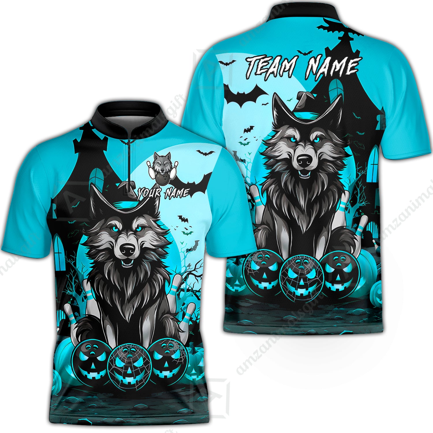 Bowling Jersey||Cyan