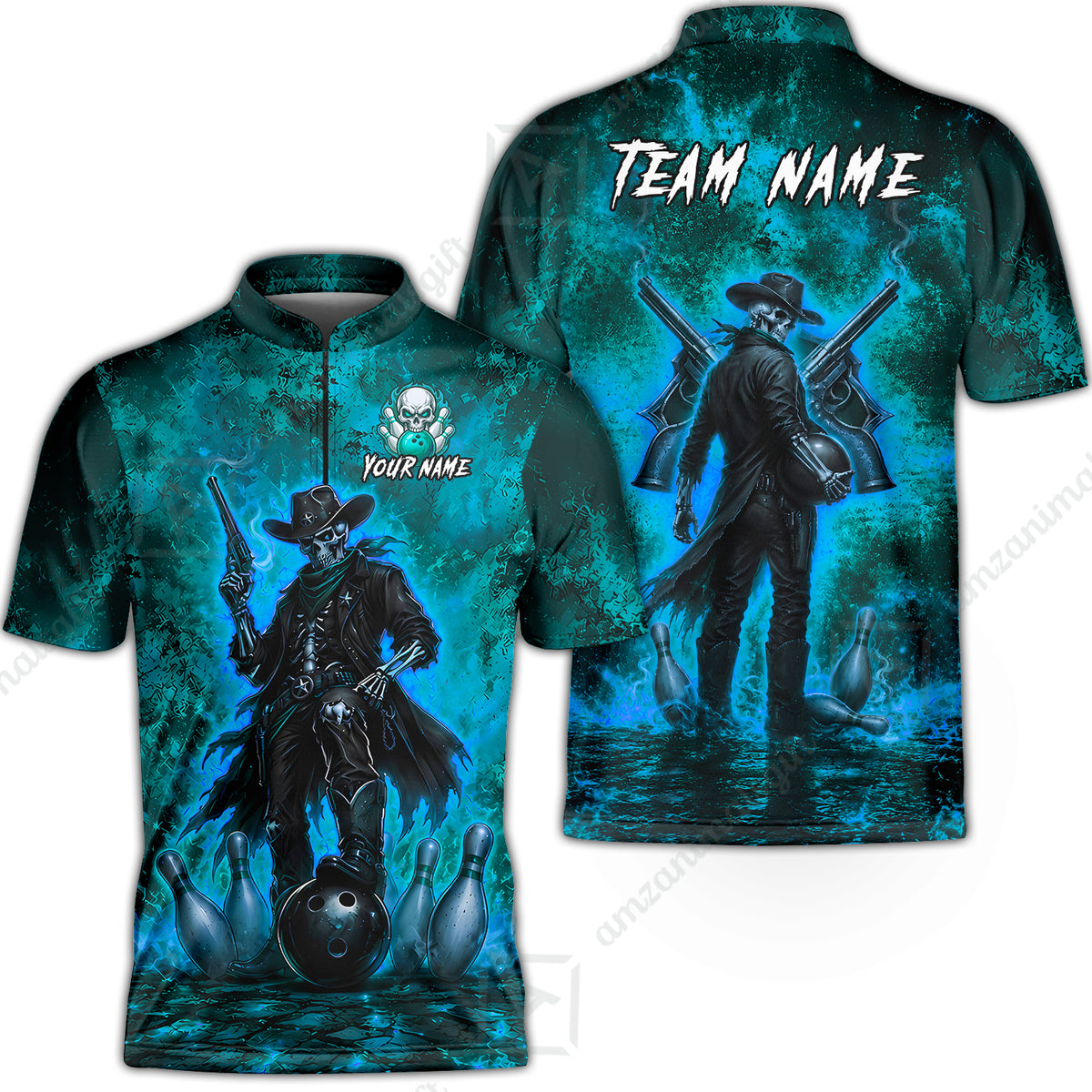 Bowling Jersey||Cyan