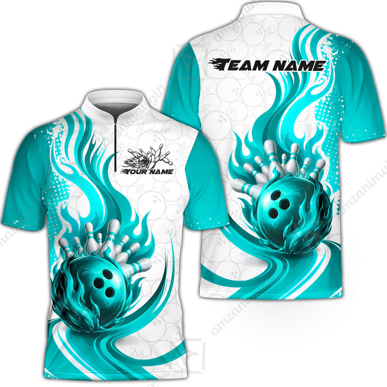 Bowling Jersey||Cyan