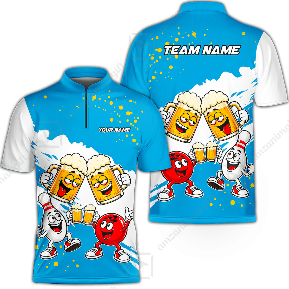 Bowling Jersey||Cyan