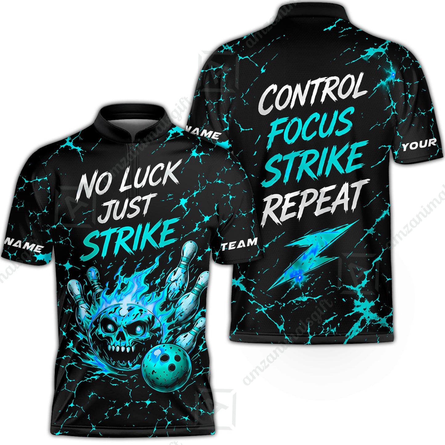 Bowling Jersey||Cyan