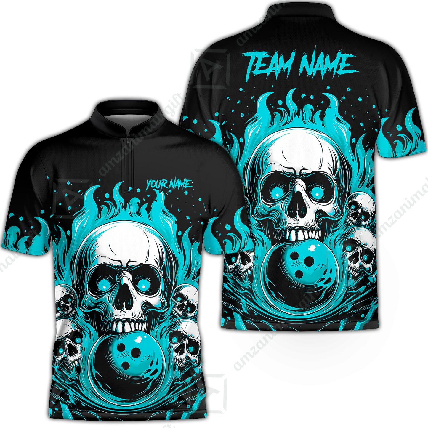 Bowling Jersey||Cyan