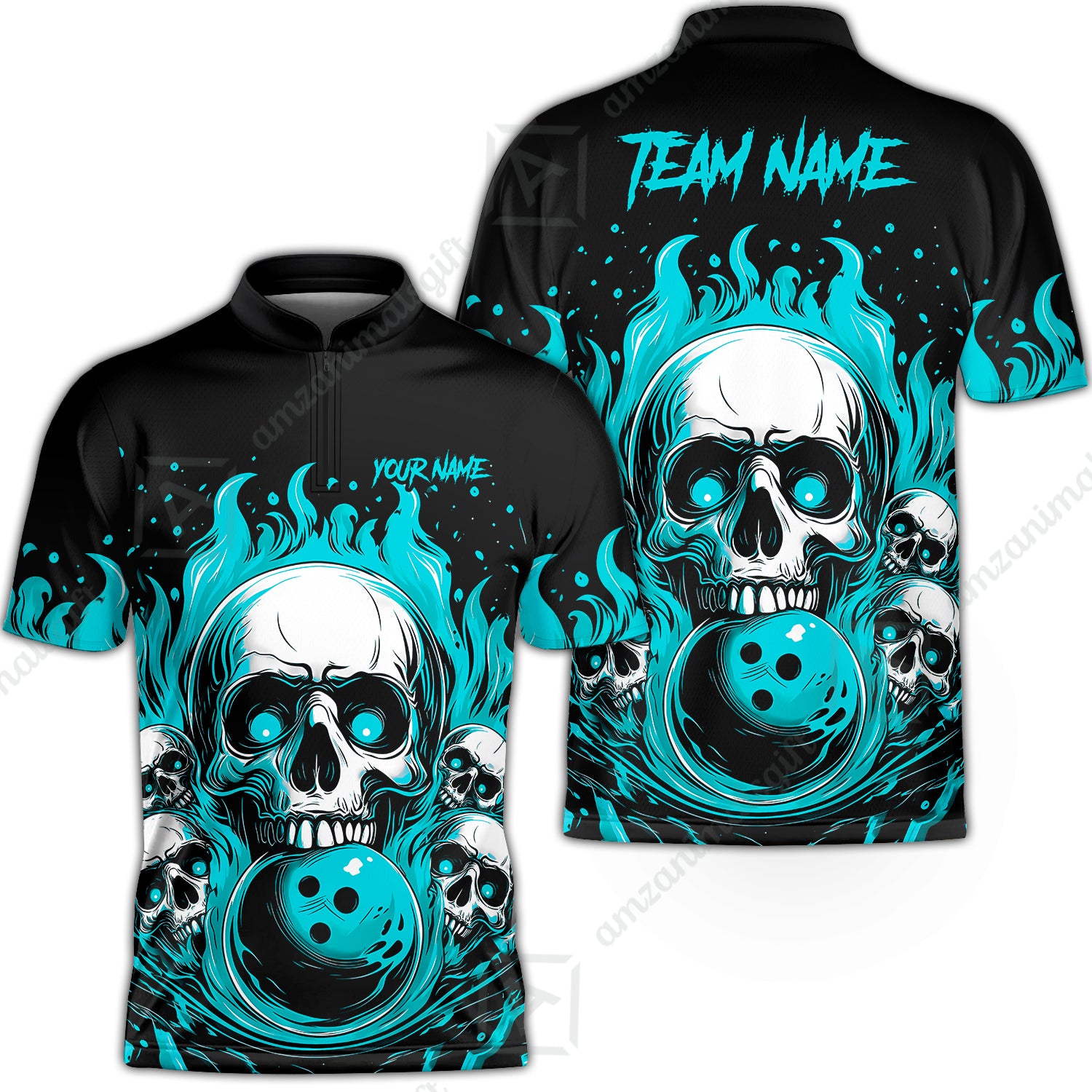 Bowling Jersey||Cyan
