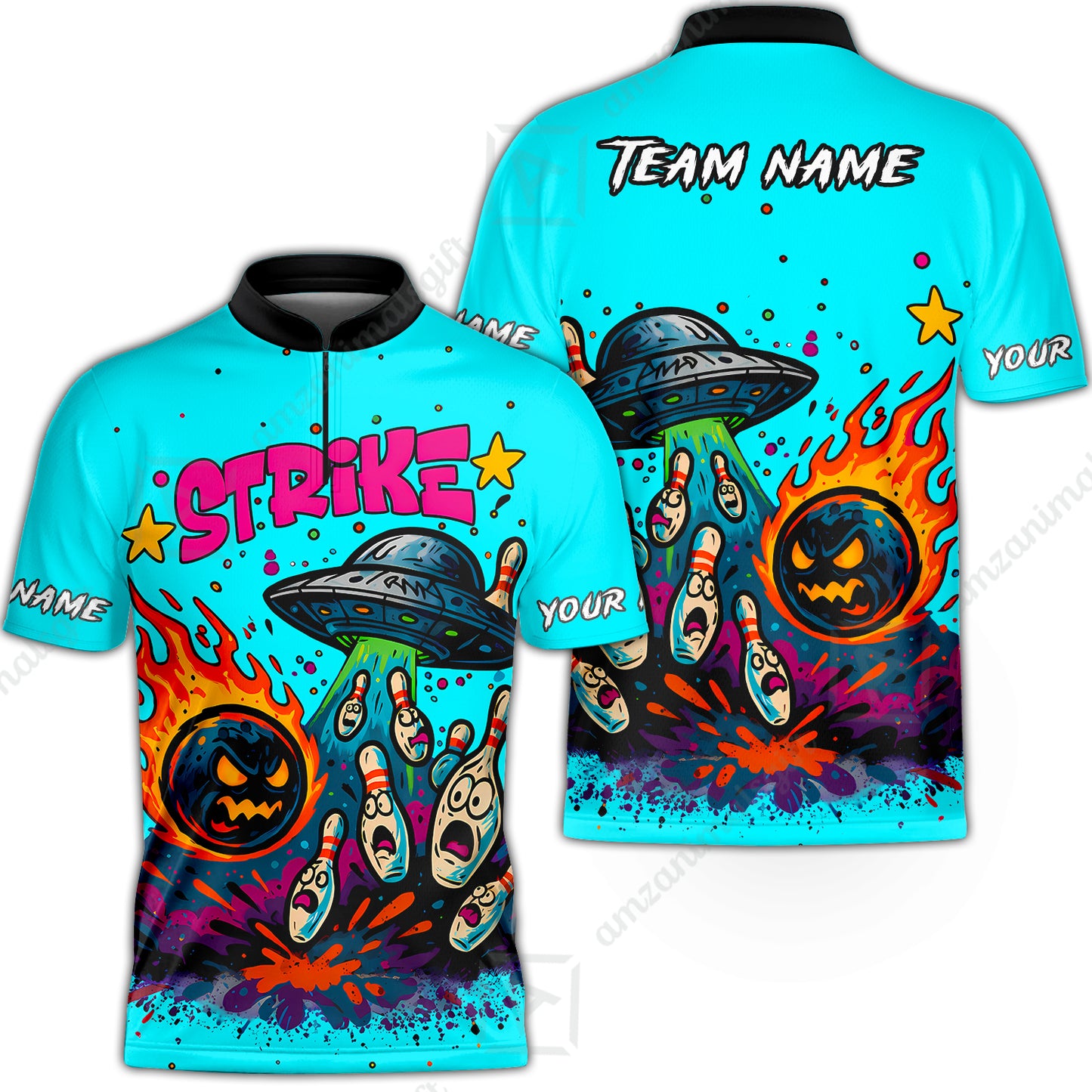 Bowling Jersey||Cyan