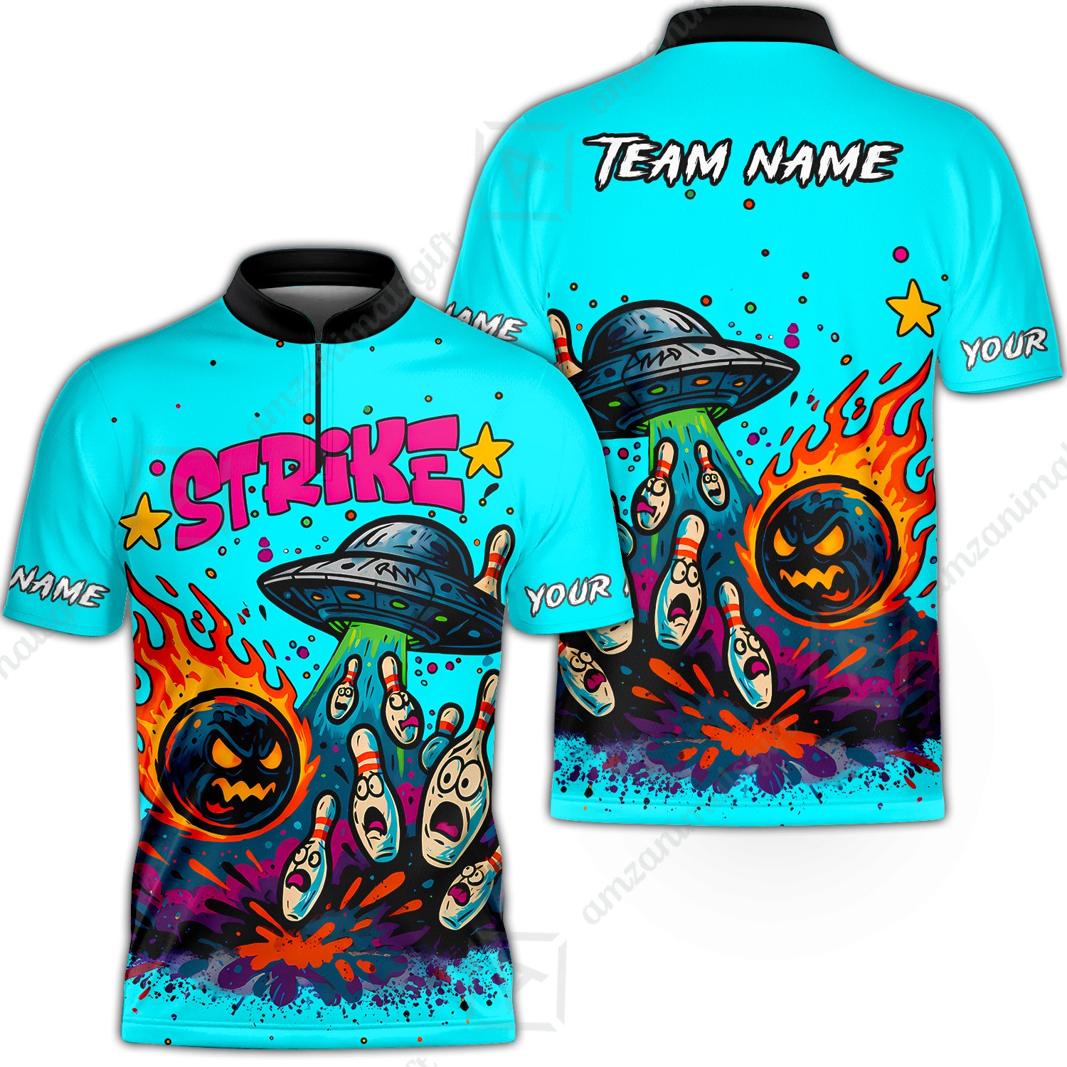Bowling Jersey||Cyan