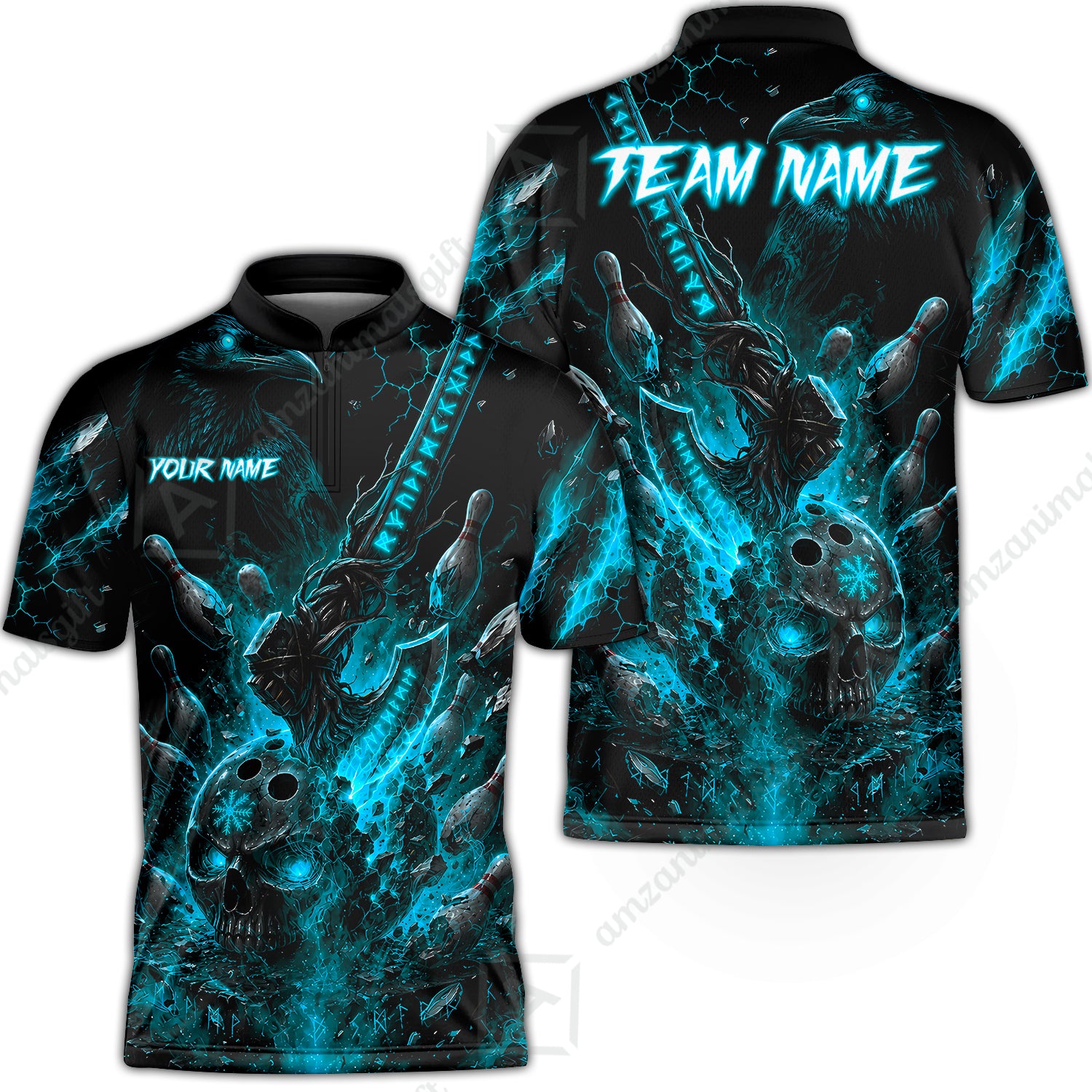 Bowling Jersey||Cyan