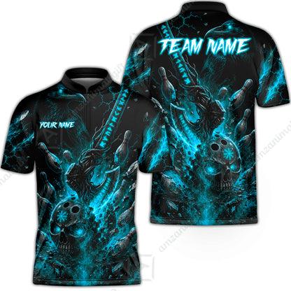 Bowling Jersey||Cyan