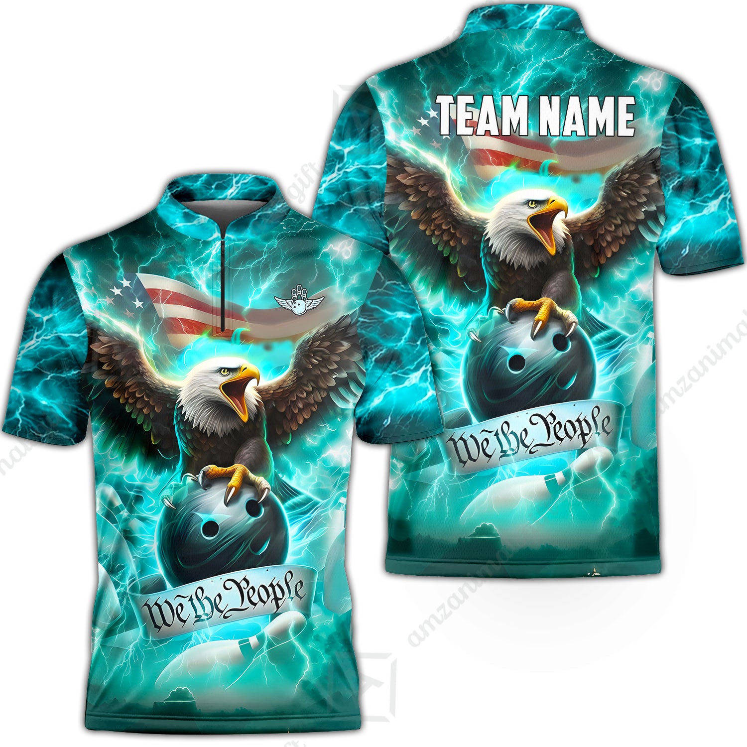 Bowling Jersey||Cyan